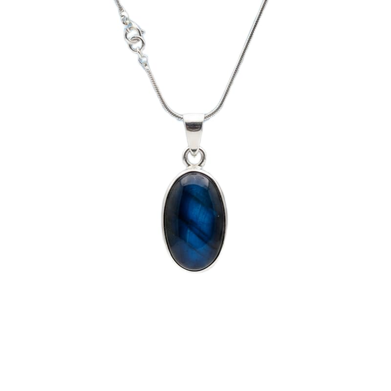 Pendentif en quartz bleu véritable, pierre ovale d'exception facettée LKBEADS