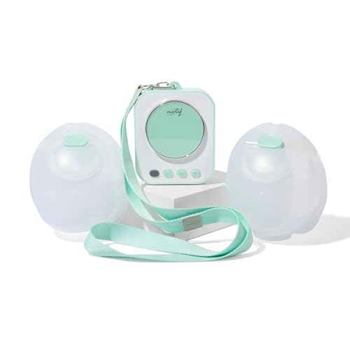 Motif Medical Roam Hands-Free Breast Pump for Breastfeeding - Portable Breast Pump w/Two Pump Modes Digital Screen & 5 Flange Sizes - Rechargeable Breastfeeding Essentials Set