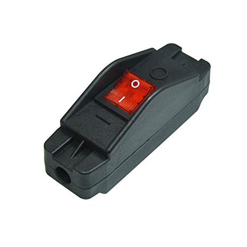 FILSHU 30A 125VAC Inline Cord Switch Black Inline ON/Off Rocker Button with Red Indicator Light