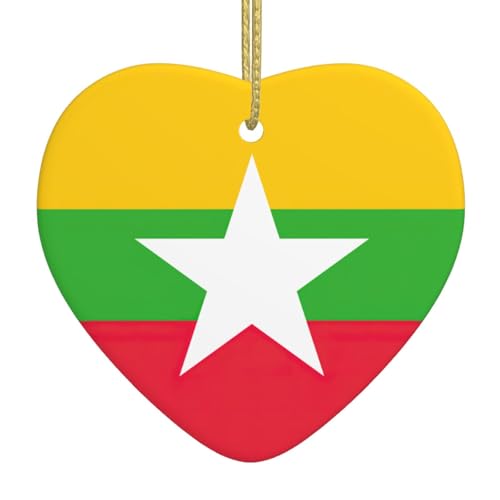 Flagge von Myanmar, Weihnachtsdekoration, Keramik, zum Aufhängen, Weihnachtsdekoration, Weihnachtsbaum, Urlaub, Fre&, Geschenk