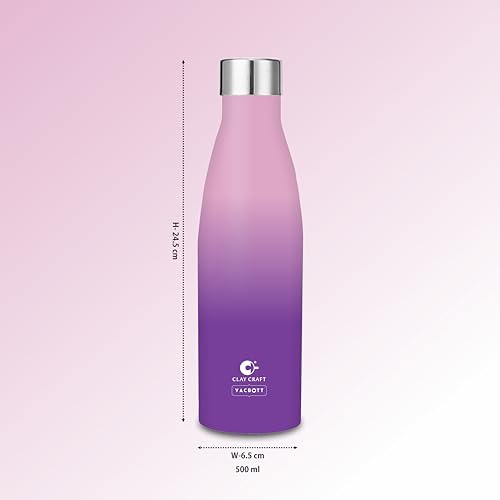 Image of Clay Craft Vacbott Gerald Dual tone Insulated Double Wall|18 Hours Hot and 24 Hours Cold Water Bottle Vacuum Insulated|Thermosteel|Flask 500ml Bottles|BPA-Free|BIS Certified|1Year Limited Warranty