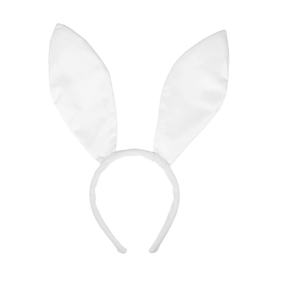 LKQBBSZWhite Bunny Ears Cosplay Set for Easter, Cute Bunny Rabbit Ears Tail Bow Tie Halloween Costume Kit Halloween Party Accessories for Adult