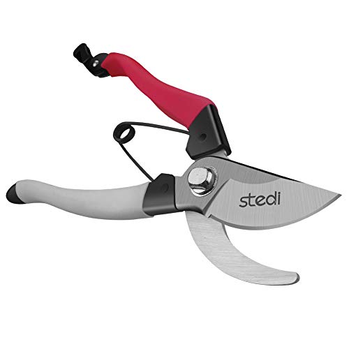 Stedi 8-Inch Bypass-Pruners, Professional Pruning Shears for Fresh Branches, Gardening Hand Pruners Tree Clippers, SK5 Carbon Steel Heavy Duty Rose Cutters, Max. Cutting Diameter 15mm
