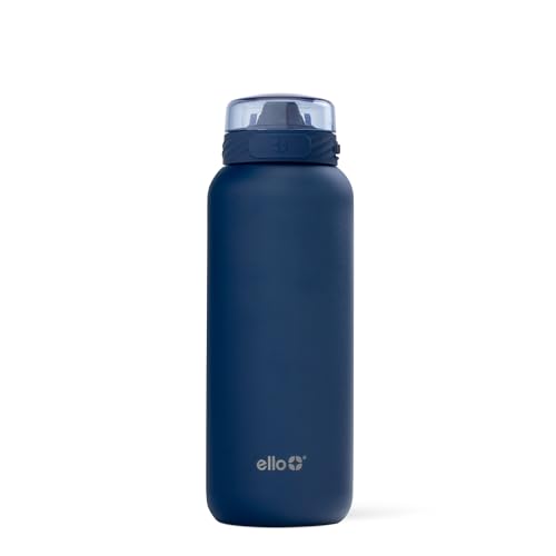 Image of Ello Cooper 22oz Stainless Steel Water Bottle Vacuum Insulated with Straw and Carry Handle, Leak Proof Locking Lid with Soft Silicone Spout, Fits Car Cupholder, Dishwasher Safe, Winter Solstice