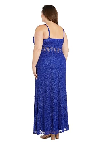 Image of Long Lace Corset Gown W /Illusion Scallop Bodice, Spaghetti Straps & High Slit