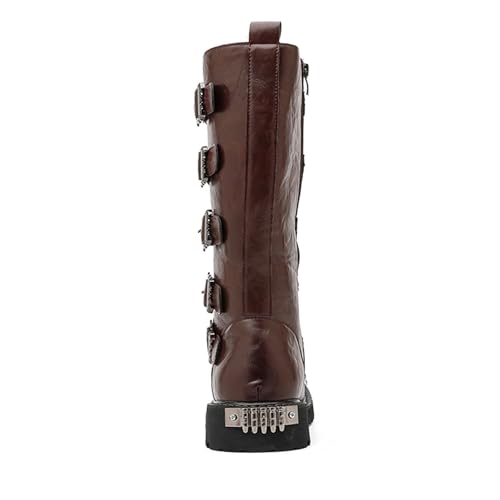 Image of CHUUMEE Men's Wear Resistant Cycling Motorcycle Boots Side Zipper Waterproof Biker Riding Punk Rock Metal Toe Cowboy Western Tactical Army Boot