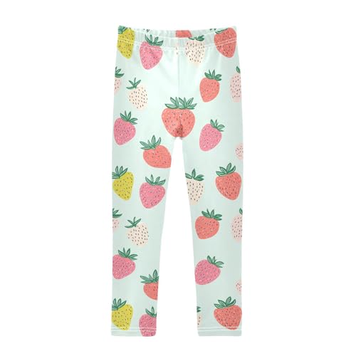 Wusikd Colorful Strawberries Girls' Leggings Toddler Doodles Kids Yoga Pants Dance Active Tights 4T