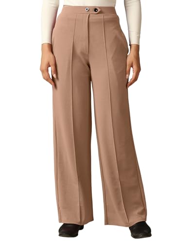 Image of SIRIL Women's Polyester Solid Regular Fit Trouser Pant for Office, College & Events Formal Casual Daily Use