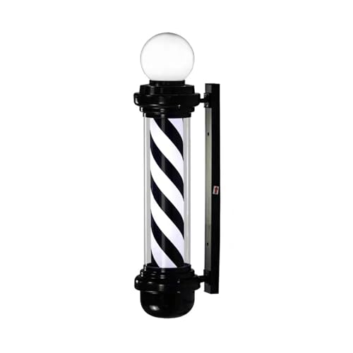 MIUXIU 35'' Barber Pole Light, Black White Rotating Hair Salon Open Sign, Wall Mount, Save Energy