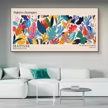 BMGKYAGL Gran exposición de hojas geométricas abstractas, lienzo, pintura minimalista, arte de pared, pósteres, decoración del hogar para sala de estar (70 x 140 cm/sin marco)