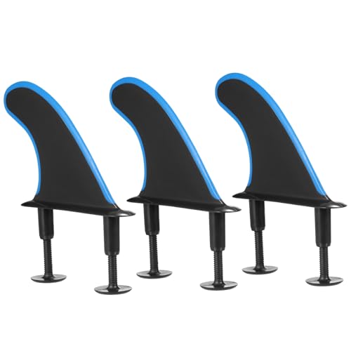 Bunny Kachu Soft Surfboard Fins 3 Pack High Performance Durable Surfing Fins with Screws for Longboard Surfboards 4.5 Inch Plastic Replacement Fins (Blue)