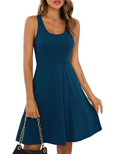 Image of Missufe Women's Sleeveless Racerback Flared Casual Plain Tank Dress