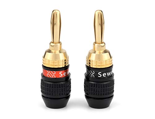 Image of Deadbolt Banana Plugs 5-Pairs by Sewell, Gold Plated Speaker Plugs, Quick Connect | Quick Connect, Tool-Free, SW-29863-5