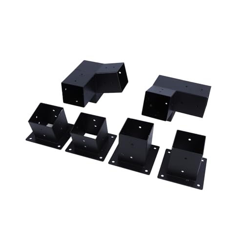 Kit de soportes para pérgola de 3 vías, soportes de montaje para techos inclinados en madera, kit para postes elevados de madera para patios, parques y patios traseros