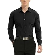 LETAOTAO Men Stretch Dress Shirts Slim Fit Solid Long Sleeve Wrinkle-Free Button Down Shirt for M...