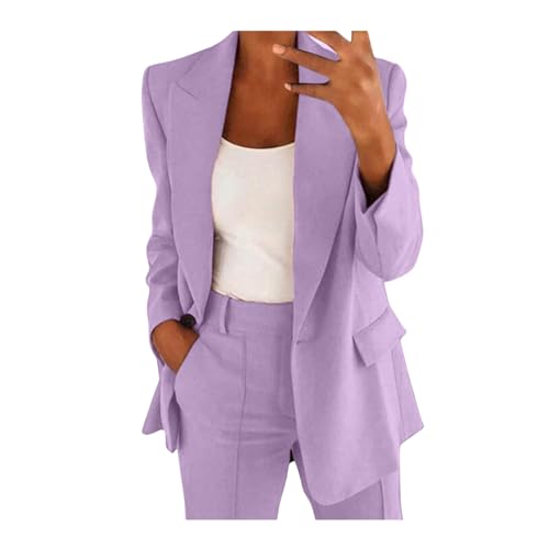 Blazer Sets Women 2 Piece Outfits Plus Size Business Casual Sets Dressy Blazer Jackets Straight Leg Pants Suits - Main Image