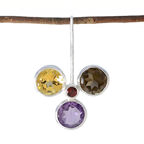 Pendentif en argent sterling 925 multi-argent de forme ronde et monture en lunette pour fille
