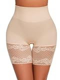 ciksob Lace Slip Shorts for Under Dresses Tummy Control Butt Lifter High Waisted Under Shorts Seamless Bodyshorts Shapewear Nude