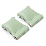 Woodten 2 Pack PU Leather Slim Engagement Wedding Ring Pouch Leather Jewelry Pouch Christmas,Wedding Party Favor Gift Bag(Green)