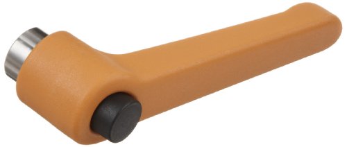 Image of Nylon Orange Metric Adjustable Handle with Black Push Button, S /S Threaded Hole, 63mm Length, 45mm Height, M8 x 1.25mm Thread, 10mm Thread Length (Pack of 2)