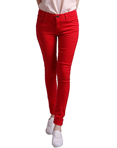 HDEWomen's Mid-Rise Stretchy Denim Slim Fit Skinny Jeans