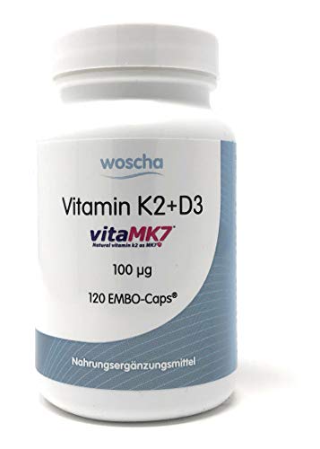 woscha Vitamin K2+D3 vitaMK7 100mcg 120 Embo-CAPS® (69g) Cover