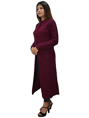 Image of HAUTEMODA Women Wollen Self Design Long Coat /Sweater for Winters