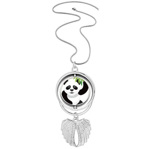 Collier panda chinois ailes d'ange en argent pour femme et fille