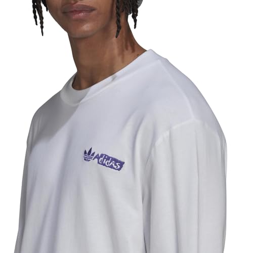 adidas Originals Box Logo Long Sleeve Men's Cotton T-Shirt, White4