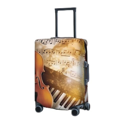 Travel Luggage Cover for Suitcase Elastic Suitcase Protector Piano Violin Music Notes Suitcase Covers Washable Suitcase Protective Cover Dust-proof Luggage Covers Fit 18-32 Inch Luggage