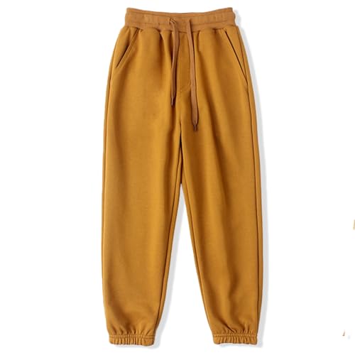 Boys Girls Plain Joggers, Drawstring Tracksuit Bottoms Classic Elasticated Cuff Jogging Pants Kids Casual School Trousers for PE Sports and Games (Camel,140/9-10Years)