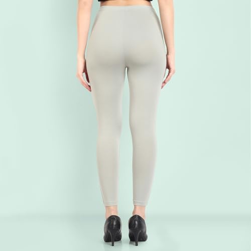 Image of ONE SKY Women Ankle Length Leggings | Premium Cotton Modal Spandex Blend | High Waist Stretchable & Bio-Washed Fabric | Colour-Lock | Ethnic Leggings for Women