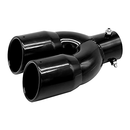 Otrtsucc Dual Exhaust Tip 2.5 Inch Inlet 3 Inch Outlet, Adjustable Applicable For Exhaust Pipes From 1.5 To 2.5 Inch In Diameter, Slant Polished Stainless Steel Decoration Exhaust Tailpipe Black #TOP4