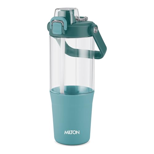 Image of MILTON Summit 1200 2-in-1 Sip or Gulp Lid Tumbler 1200 ml | Plastic Water Bottle with Sturdy Handle & Straw | Leak-Proof, BPA-Free | Perfect for Office, Gym, Travel Tumbler for Men and Women,Sea Green