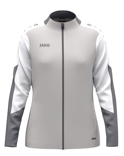JAKO Damen Polyesterjacke Dynamic, hellgrau/weiß/grau, XL – Ansicht 1