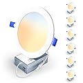 Veriligt 6 Pack 6 Inch 5CCT LED Recessed Light, Silm Canless Recessed Lighting, Dimmable, Damp Rated, 2700K-5000K Selectable, Wafer Ceiling Downlight with Junction Box, 1200LM, 12W 120V, ETL&FCC
