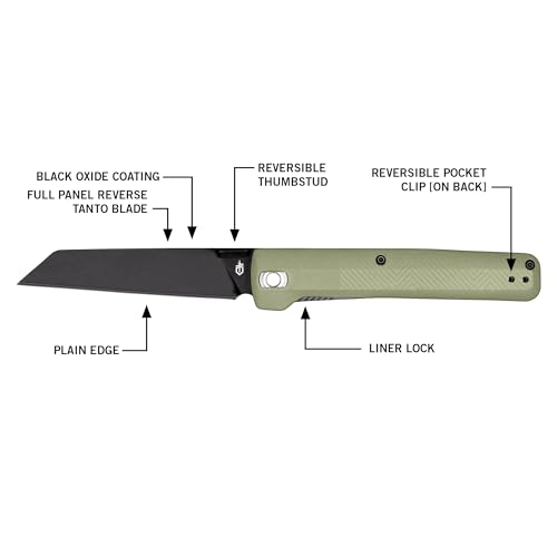 Gerber Gear Pledge Pocket Knife with Pocket Clip - 3.7" Full Panel Plain Edge Blade Folding Knife - EDC Gear and Equipment - Lichen Green - Image 5