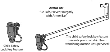 WRS 48" Armor Bar Patio Door Security Lock - Silver