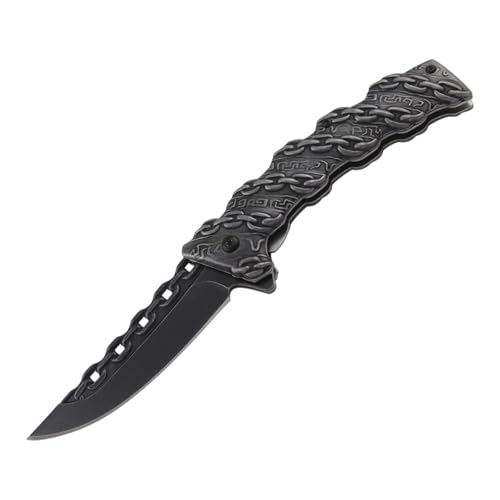 WILD TACTICAL Hardness Steel Knife Chain Engraved Survival Fold Knife Collection 3D Stonewash Folding Knife Pocket EDC Tools Outdoor Utility Knife Gift Knife for Man Woman