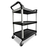 Rubbermaid Commercial Products Heavy Duty 3-Shelf Rolling Service/Utility/Push Cart, 200...