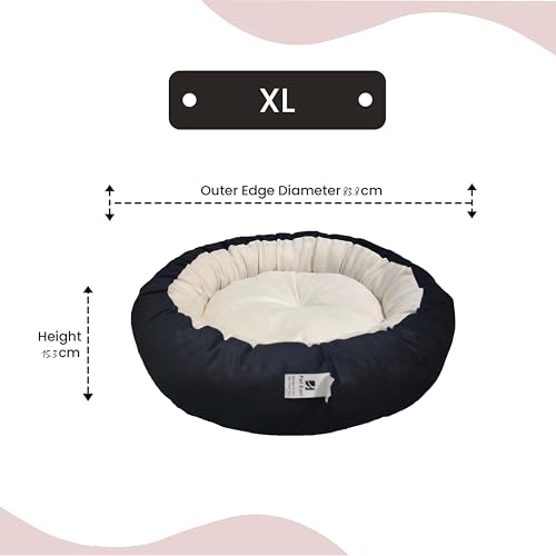 Image of XL Size Dog Bed for Large Size Dogs, Puppies, Kitten and cat Bed Velvet Fabric Dual Color Black-Cream Anti Skid Bottom Washable Export Quality Pet Bed