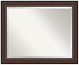 Amanti Art Brown Wall Mirror 27x33 Harvard Walnut Rectangle Bathroom Mirror for Wall Decor Living Room, Large Traditional Frame, Hangs Horizonally and Vertically, Bathroom Decor, Beveled Edge