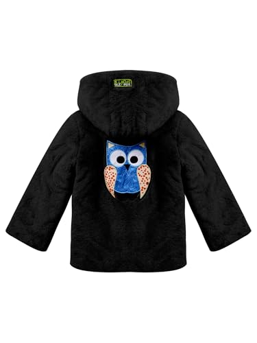 Kids Girls Winter Fleece Coat Long Sleeve Faux Fur Hooded Jacket Cartoon Owl Warm Cardigan Overcoat Outwear4