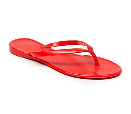 Image of Womens Flip Flops Thong Sandals Jelly Shoes Flat for Ladies Slides Black Slippers Size 9 Slip On Summer Beach Dressy