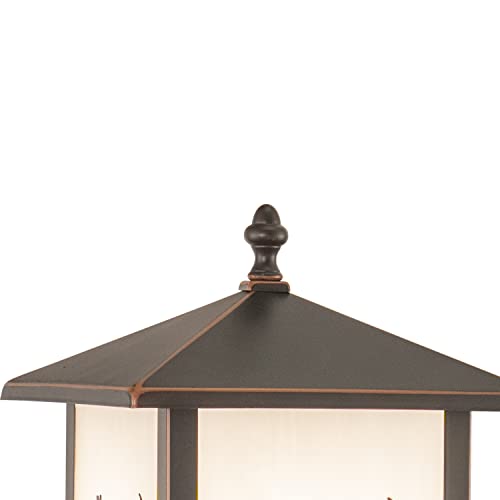 Image of VAXCEL Bryce 1L Bronze Rustic Outdoor Deer Tree Post Light White Glass