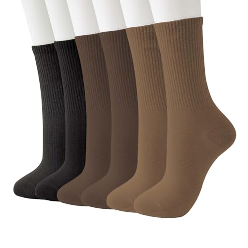 Image of J-BOX Women Cotton Crew Socks - Soft Comfort Dress Socks for Business & Casual, Above Ankle Wear,6 Pairs, size 6-12