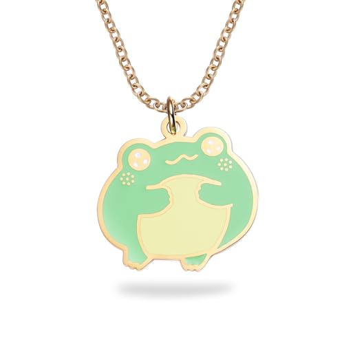 Melix Home Collier avec pendentif grenouille mignon, bijou animal amusant, cadeau idéal pour les amoureux de la nature et les amateurs d'animaux, 45 cm, Acier...