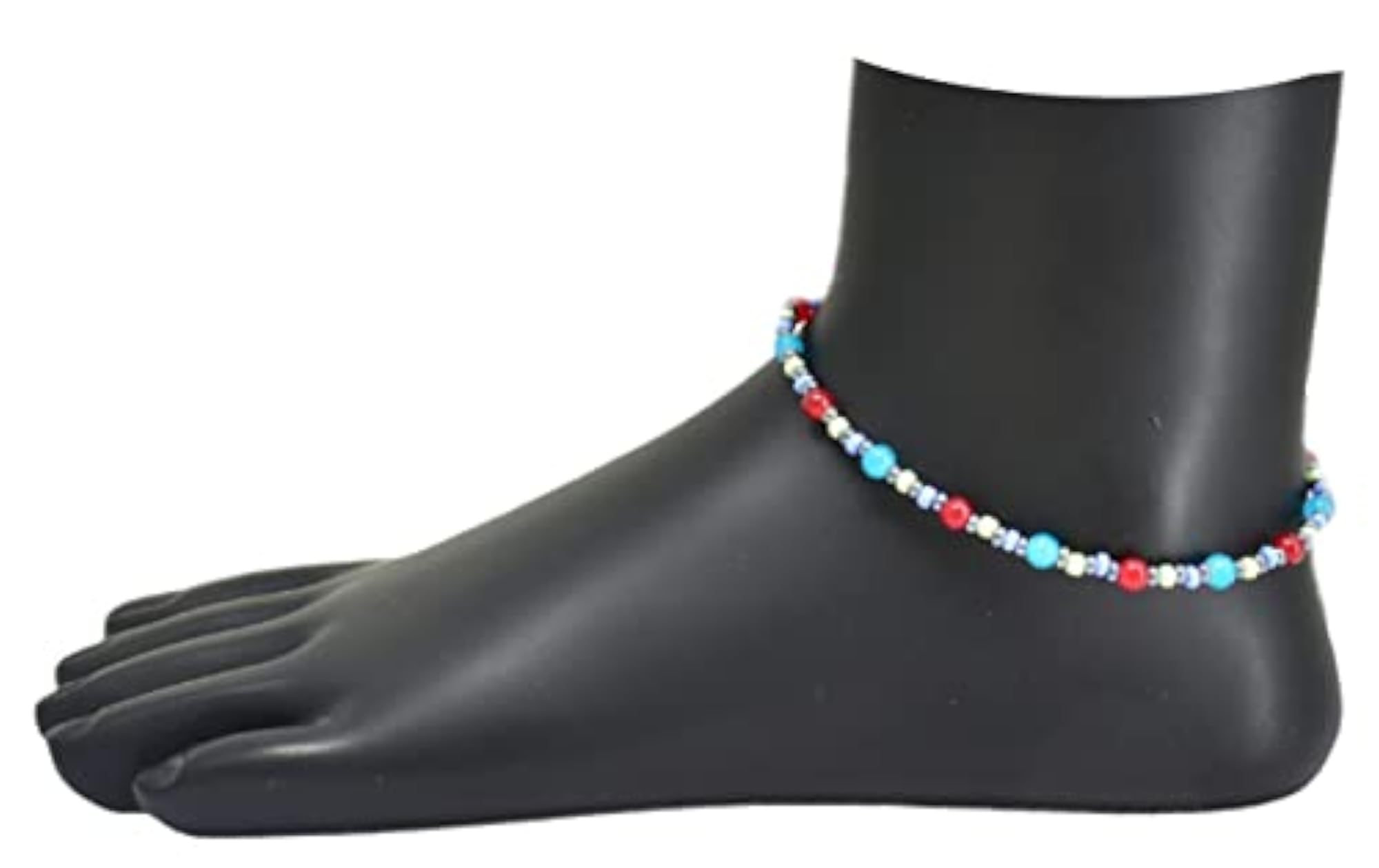 Women's Multicolor Seed Beads Anklet Combo, Traditional Czech Design