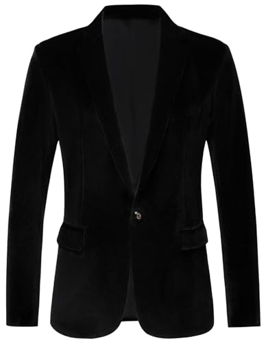 RONGKAI Mens Velvet Blazer Slim Fit Fashion Suit Jacket for Wedding Prom Dinner Party