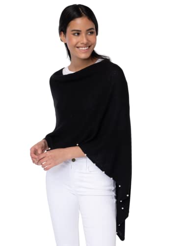 CLAUDIA NICHOLE by Alashan: Women's 100% Cashmere Capelet with Pearl Trim Luxe Dress Topper Poncho- One Size Fit2